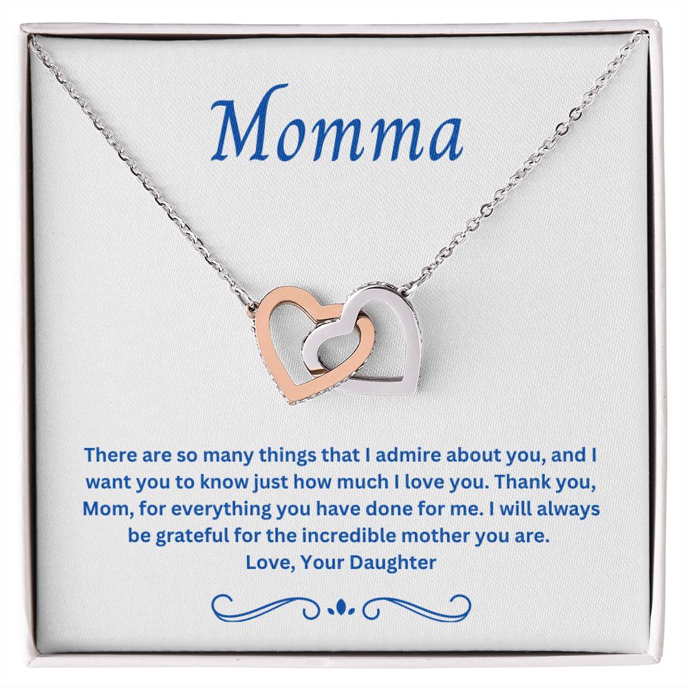 Momma Interlocking Hearts Necklace from Daughter