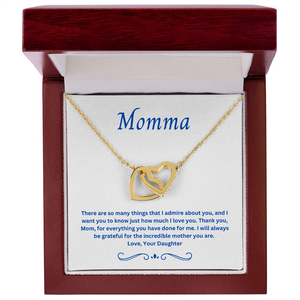 Momma Interlocking Hearts Necklace from Daughter