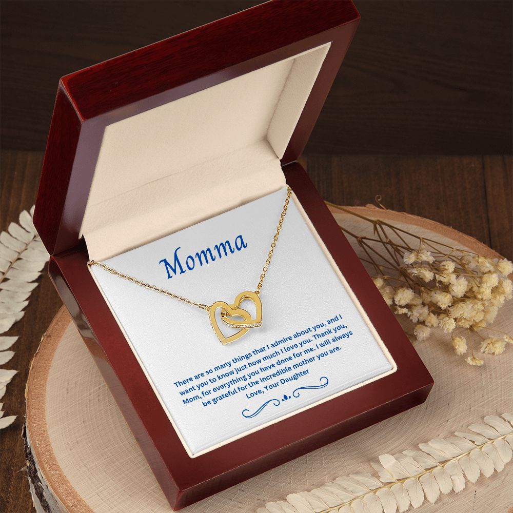 Momma Interlocking Hearts Necklace from Daughter