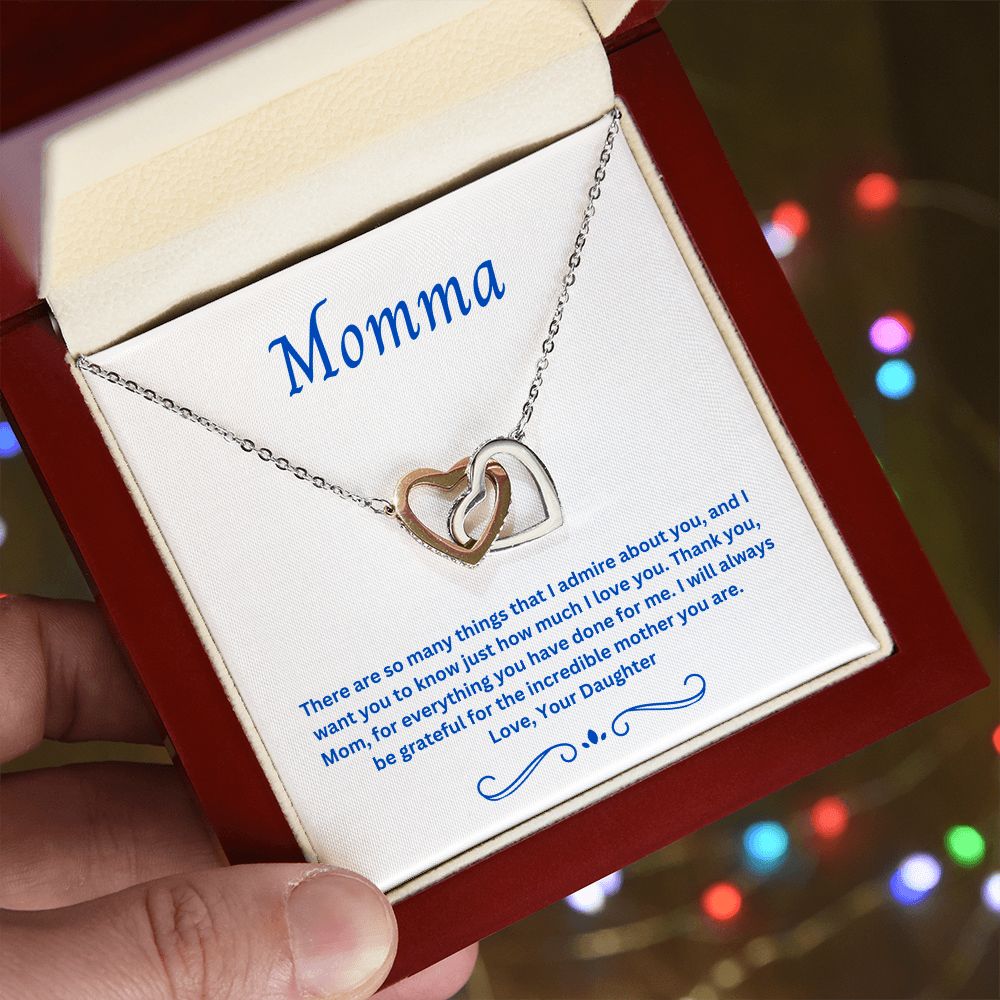 Momma Interlocking Hearts Necklace from Daughter