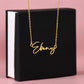 Name Necklace Signature Style Polished Stainless Steel or 18K Yellow Gold Finish