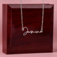 Name Necklace Signature Style Polished Stainless Steel or 18K Yellow Gold Finish