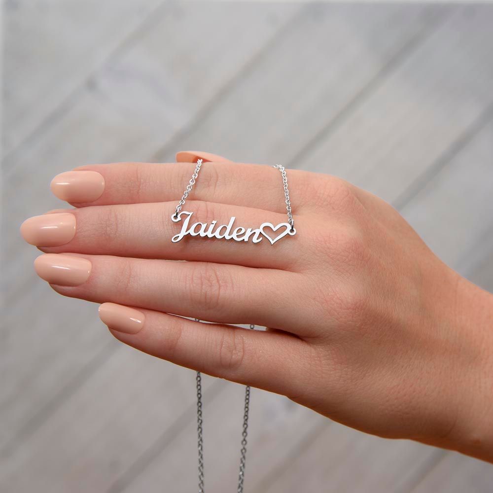 Name Necklace with Heart, Personalized Jewelry for Her