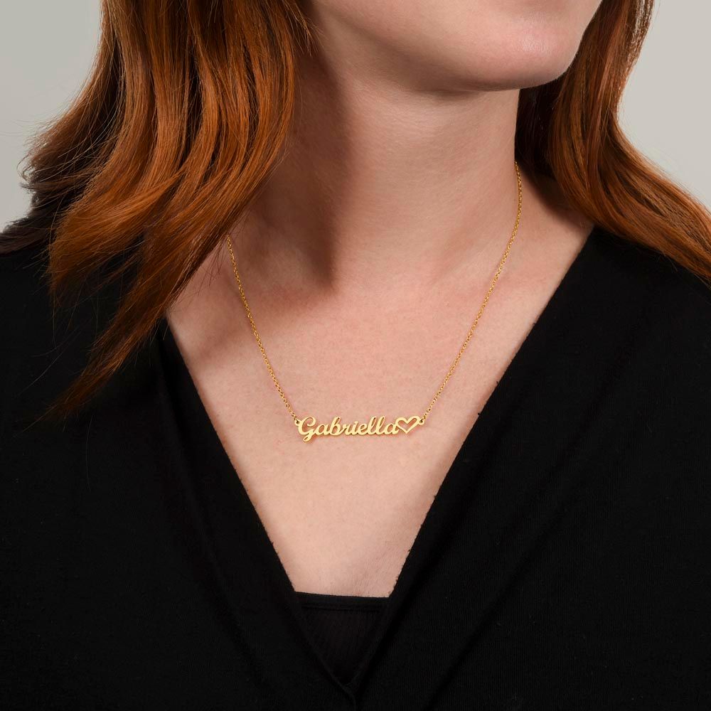 Name Necklace with Heart, Personalized Jewelry for Her