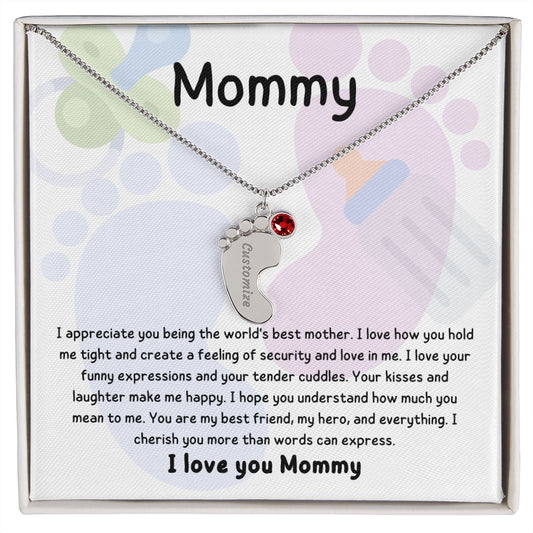 Mom Personalized Baby Feet Necklace