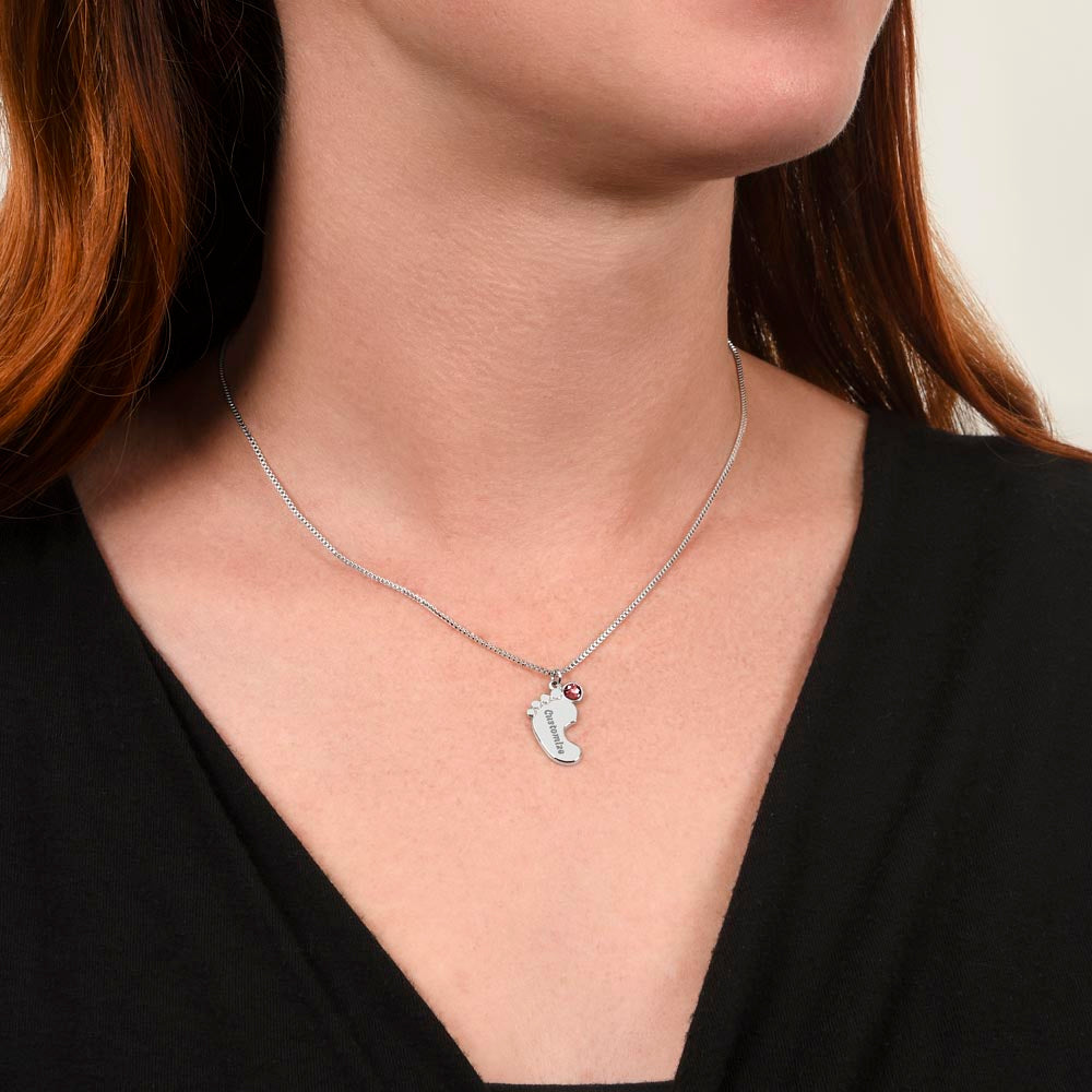 Mom Personalized Baby Feet Necklace