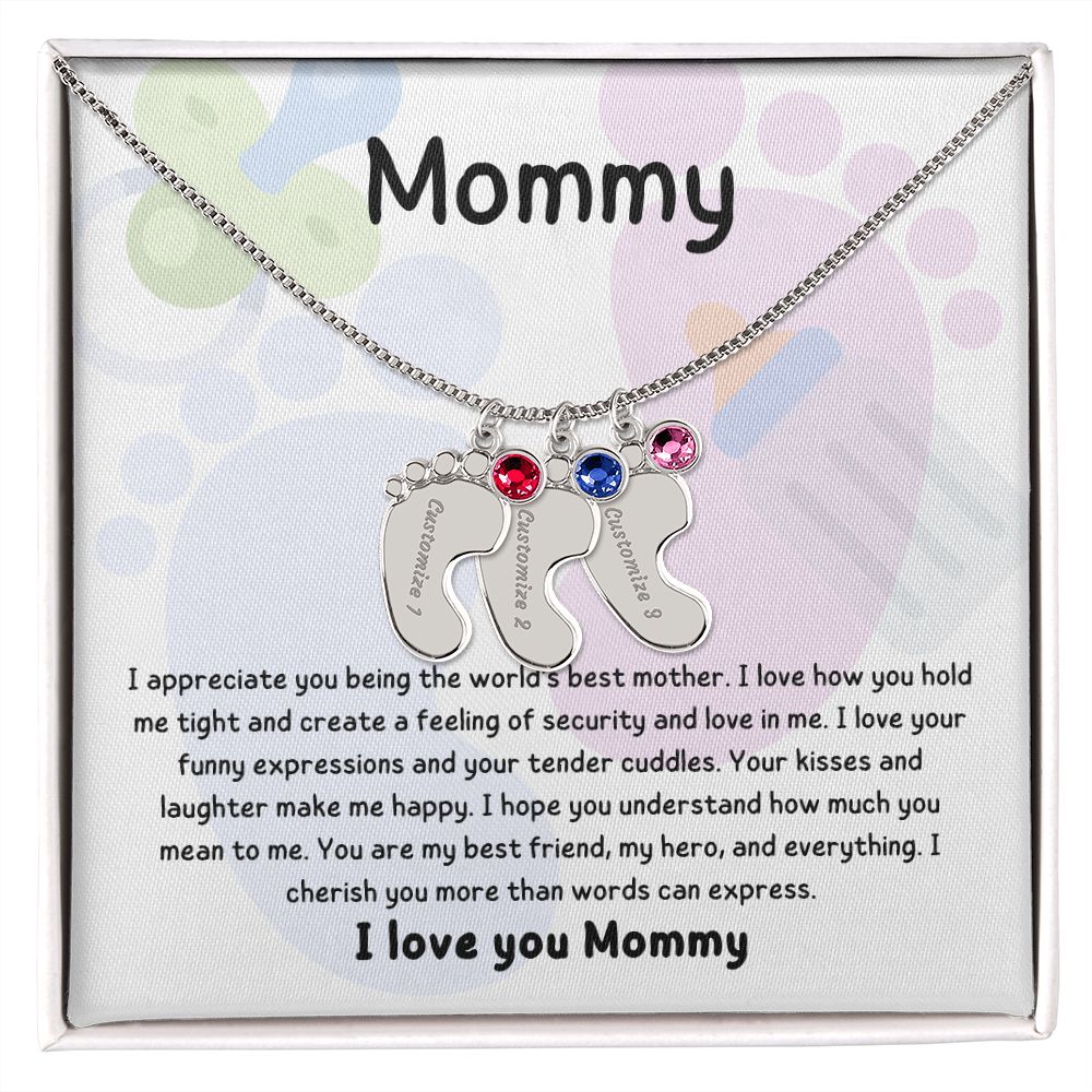 Mom Personalized Baby Feet Necklace