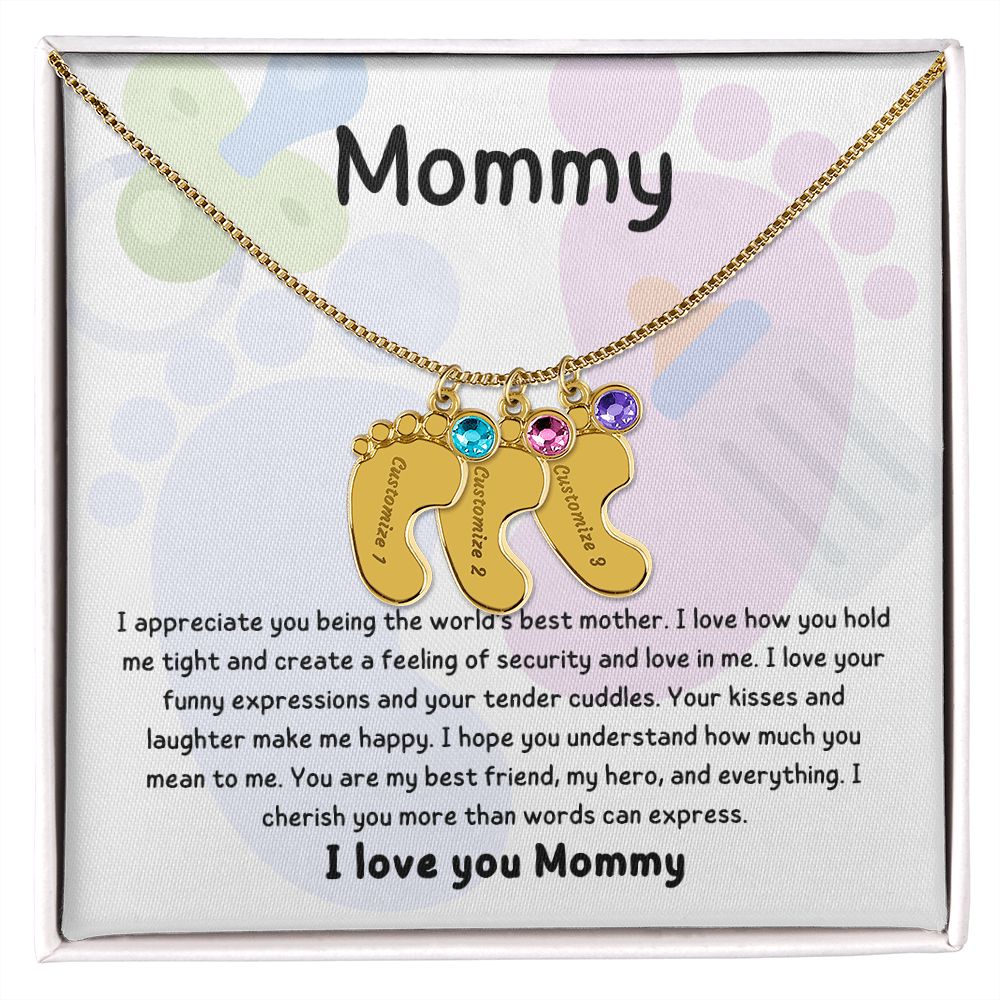 Mom Personalized Baby Feet Necklace