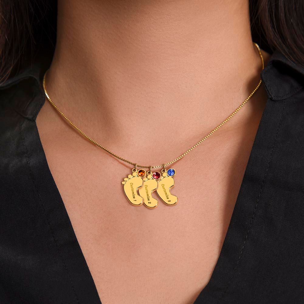 Mom Personalized Baby Feet Necklace