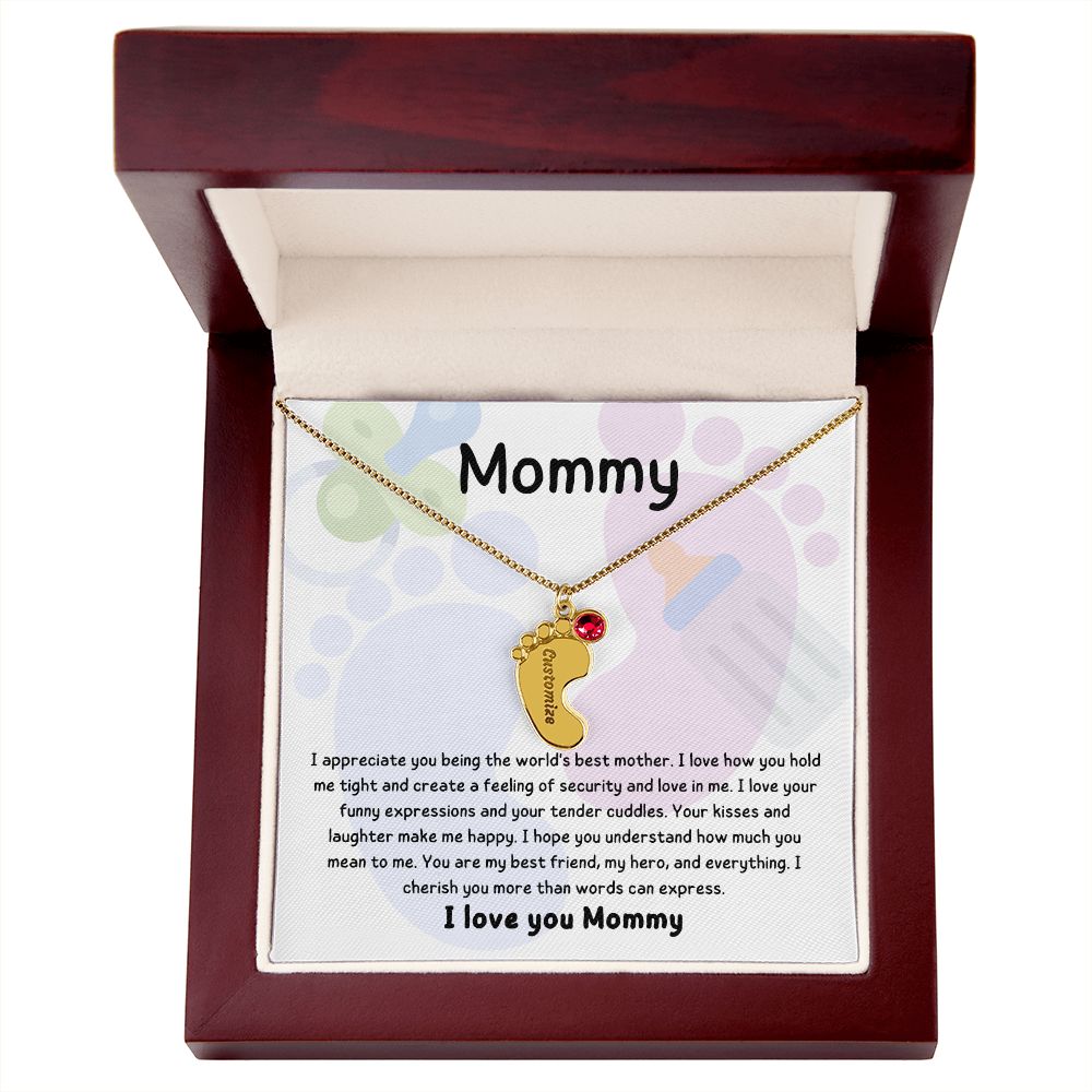 Mom Personalized Baby Feet Necklace