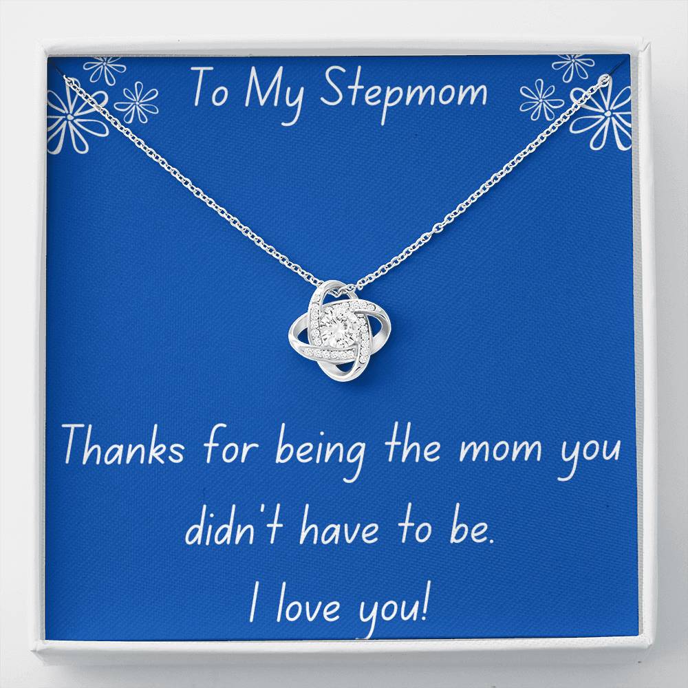 Stepmom, Thanks Love Knot Necklace, Blue