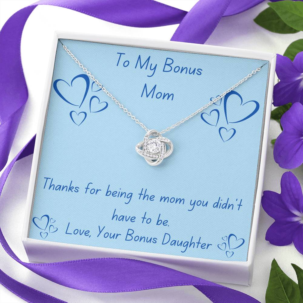 Bonus Mom, Thanks, Love Knot Necklace