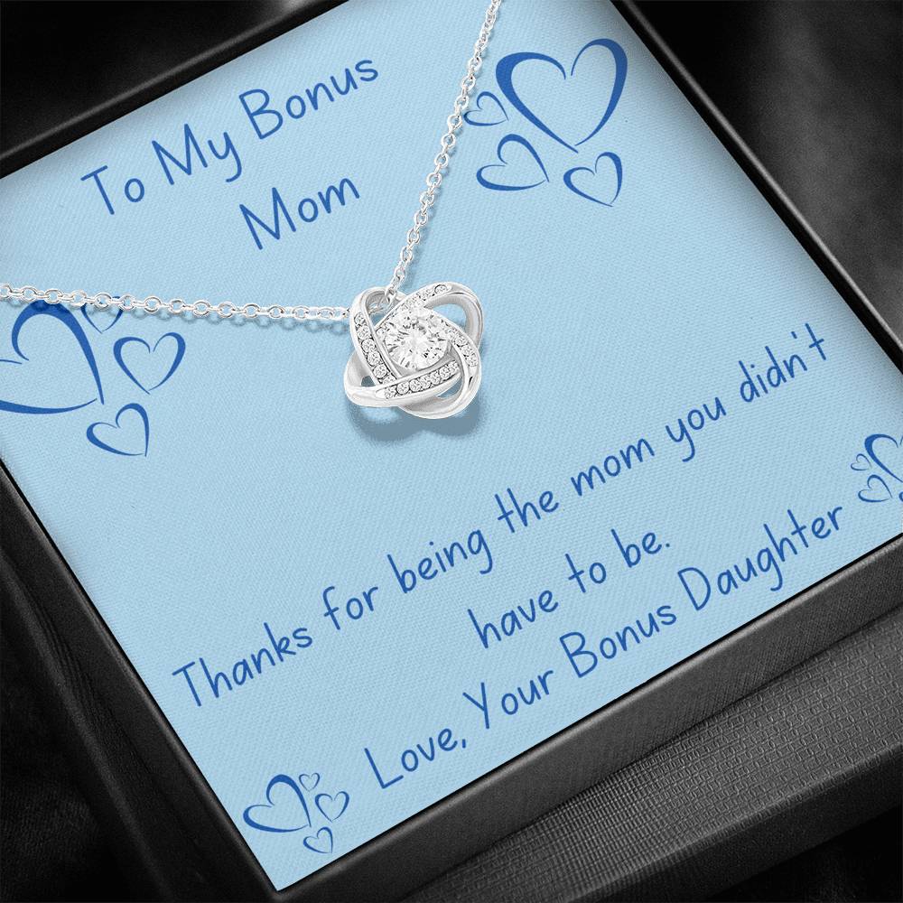 Bonus Mom, Thanks, Love Knot Necklace