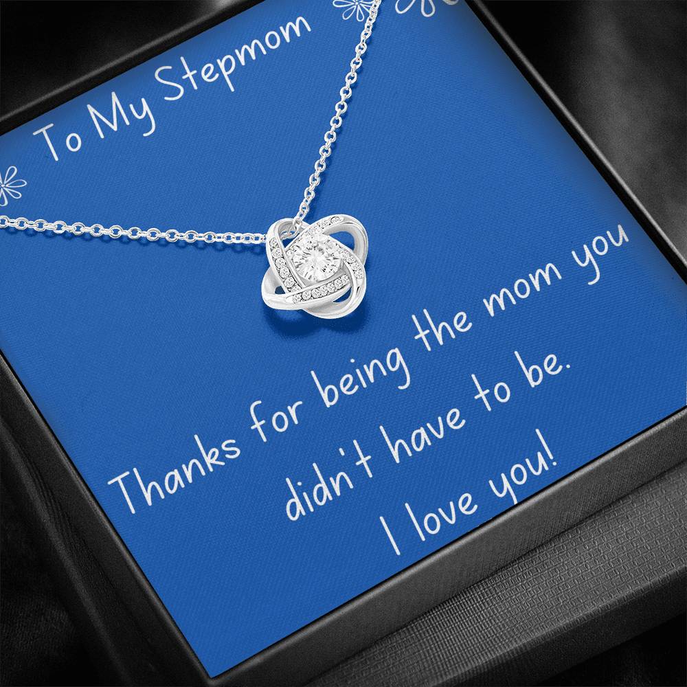 Stepmom, Thanks Love Knot Necklace, Blue