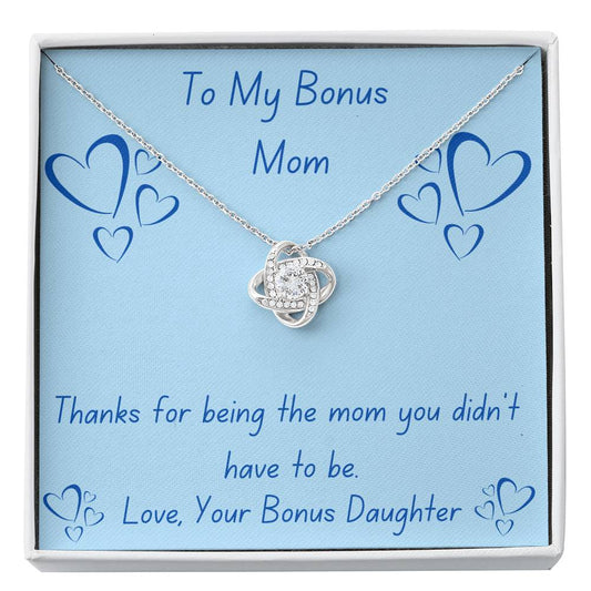 Bonus Mom, Thanks, Love Knot Necklace