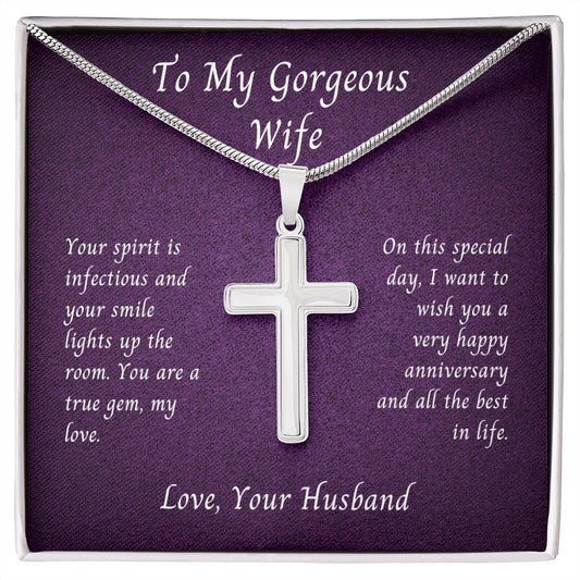 Wife, Happy Anniversary, Cross Necklace