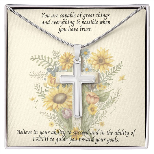 Cross Necklace with Message Card, Gift for Her, Faith, Christian Gifts