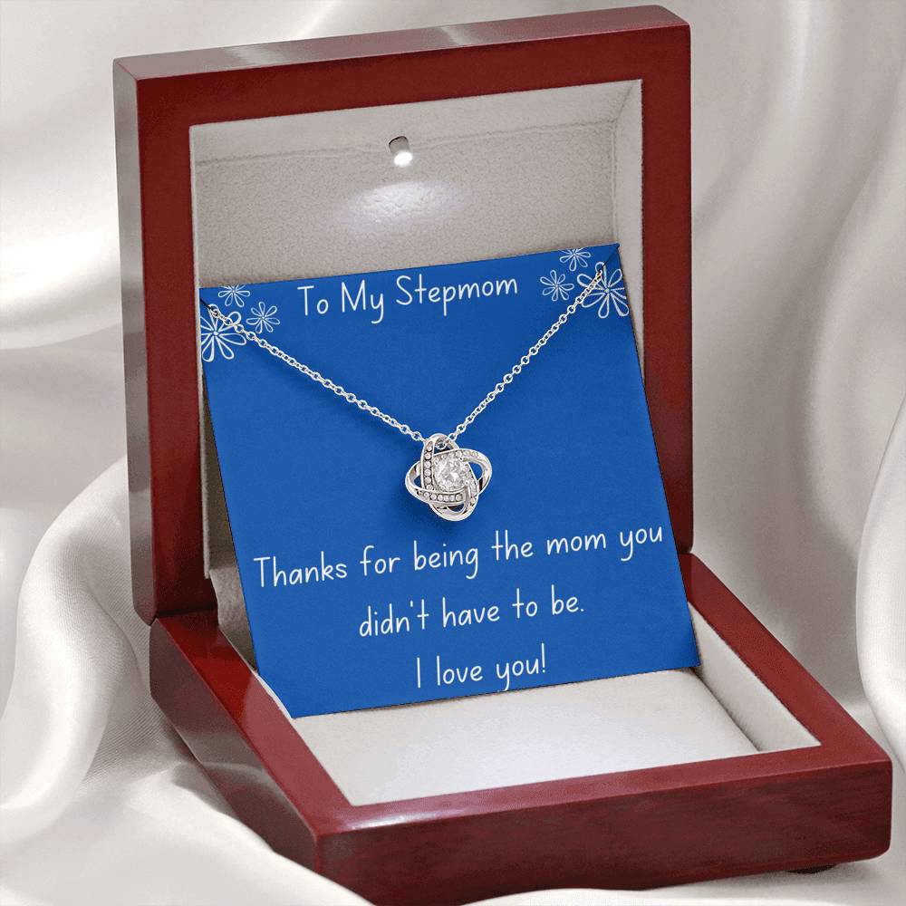 Stepmom, Thanks Love Knot Necklace, Blue