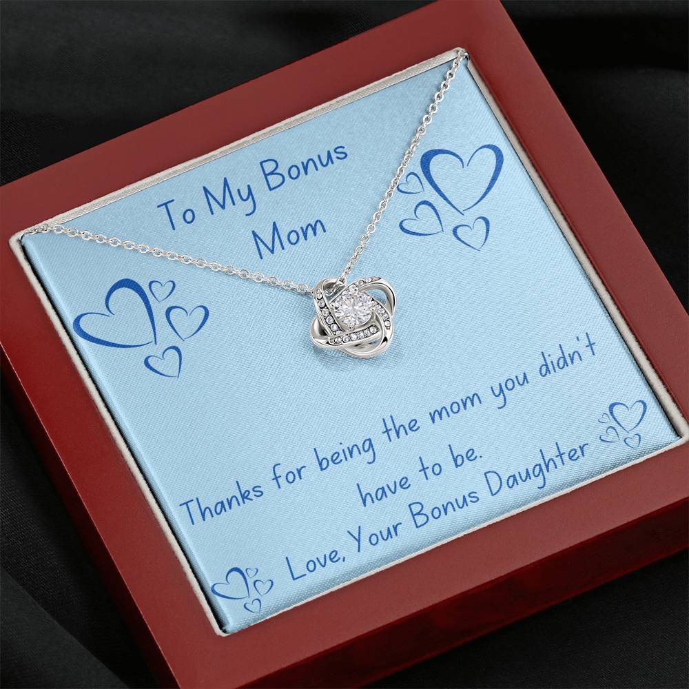 Bonus Mom, Thanks, Love Knot Necklace